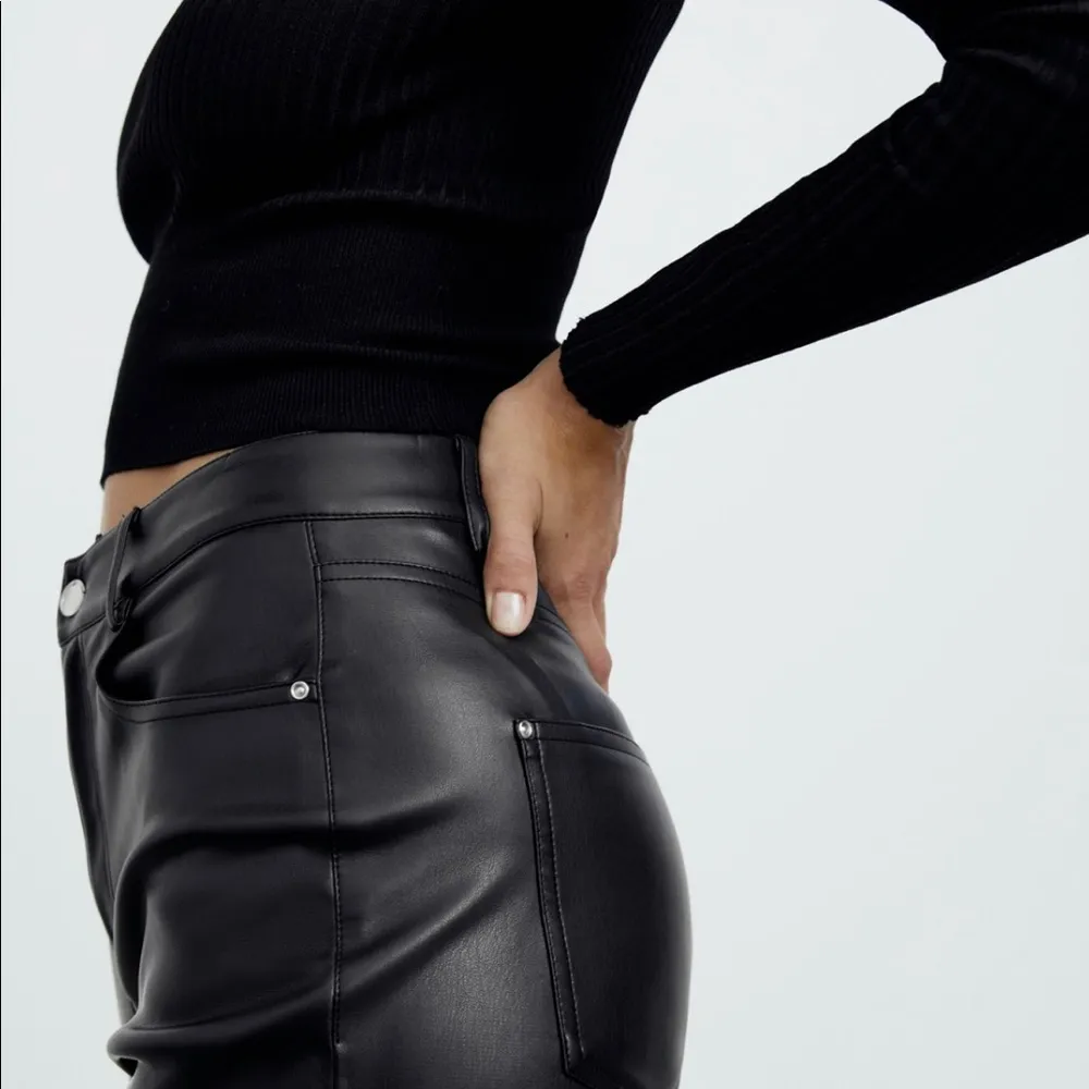 ZARA Faux Leather Mom Fit Pants - Image 4