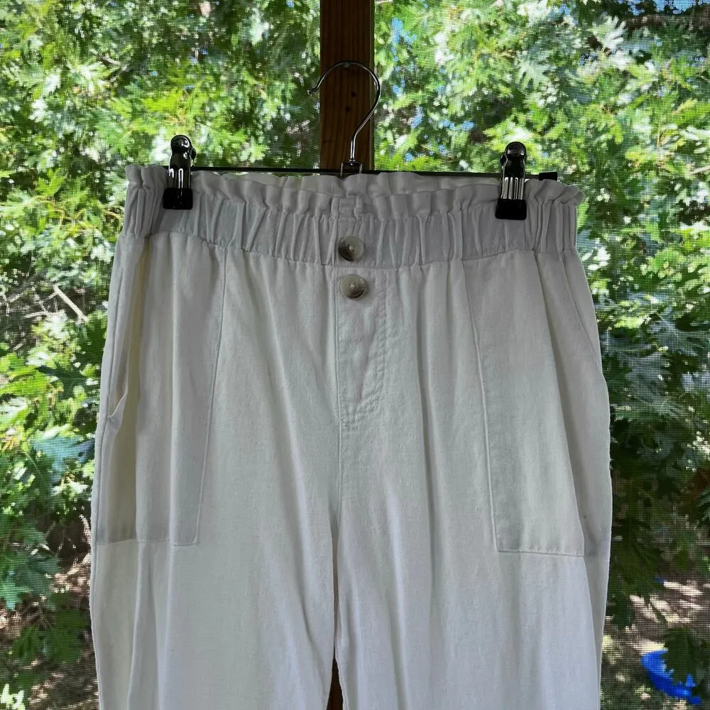 Sincerely Jules White Linen Blend Pull On Joggers Size S - Image 3