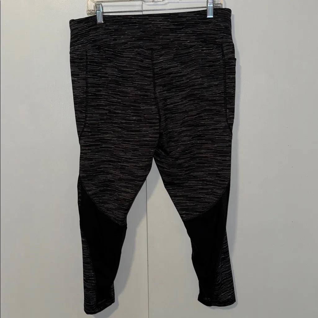 BCG Cropped Leggings w Pocket & Mesh Leg Space Dye Gray Women’s 1X - Image 5