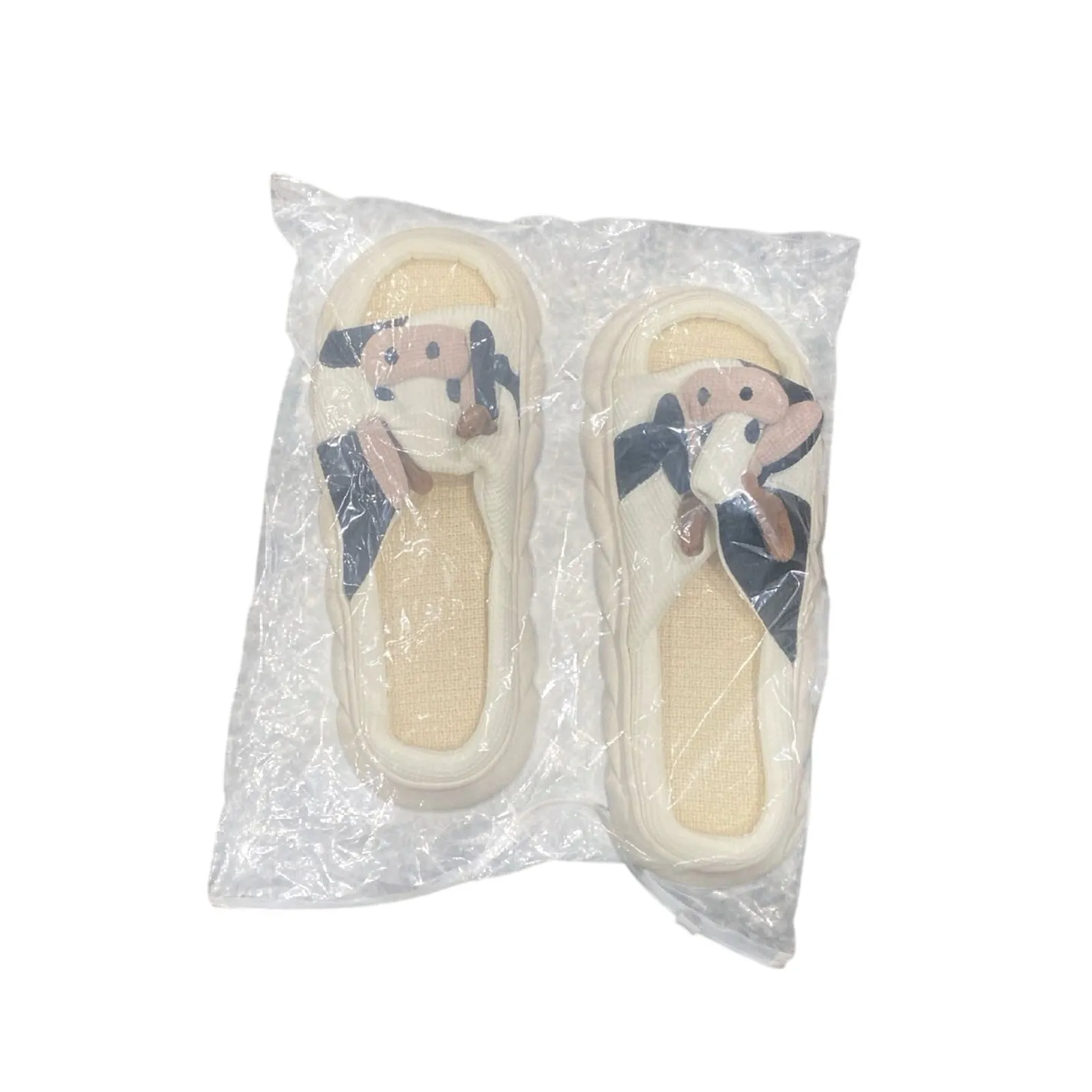Unisex Cow Open Toe Slippers, Size 10.5 - Image 5