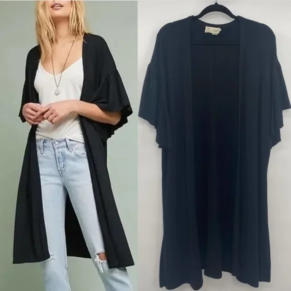 Saturday Sunday Anthropologie Duster Cardigan Jersey Knit Womens Size Small - Image 2