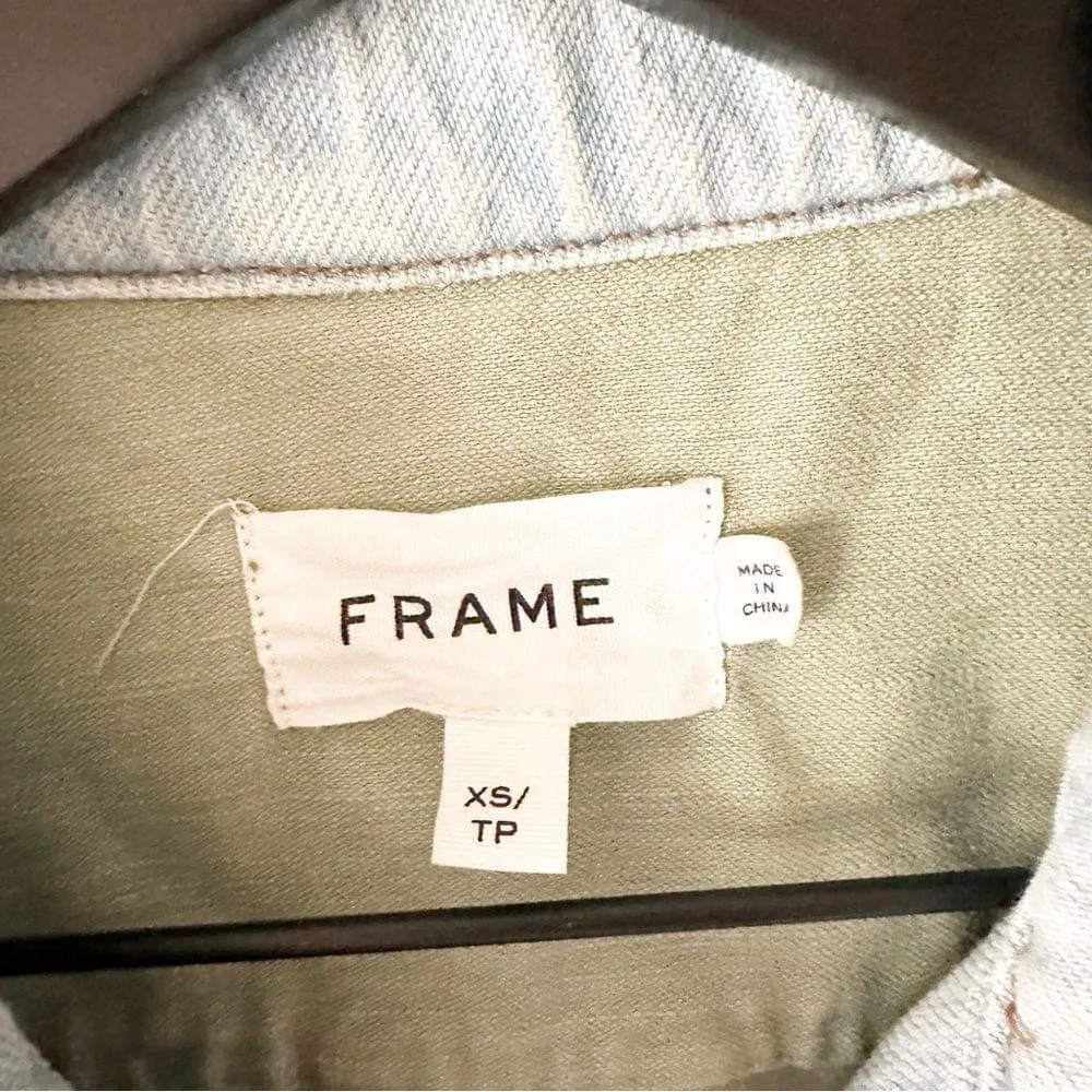 Frame Women's XS Denim Cargo Mix Shirt Jacket - Image 10