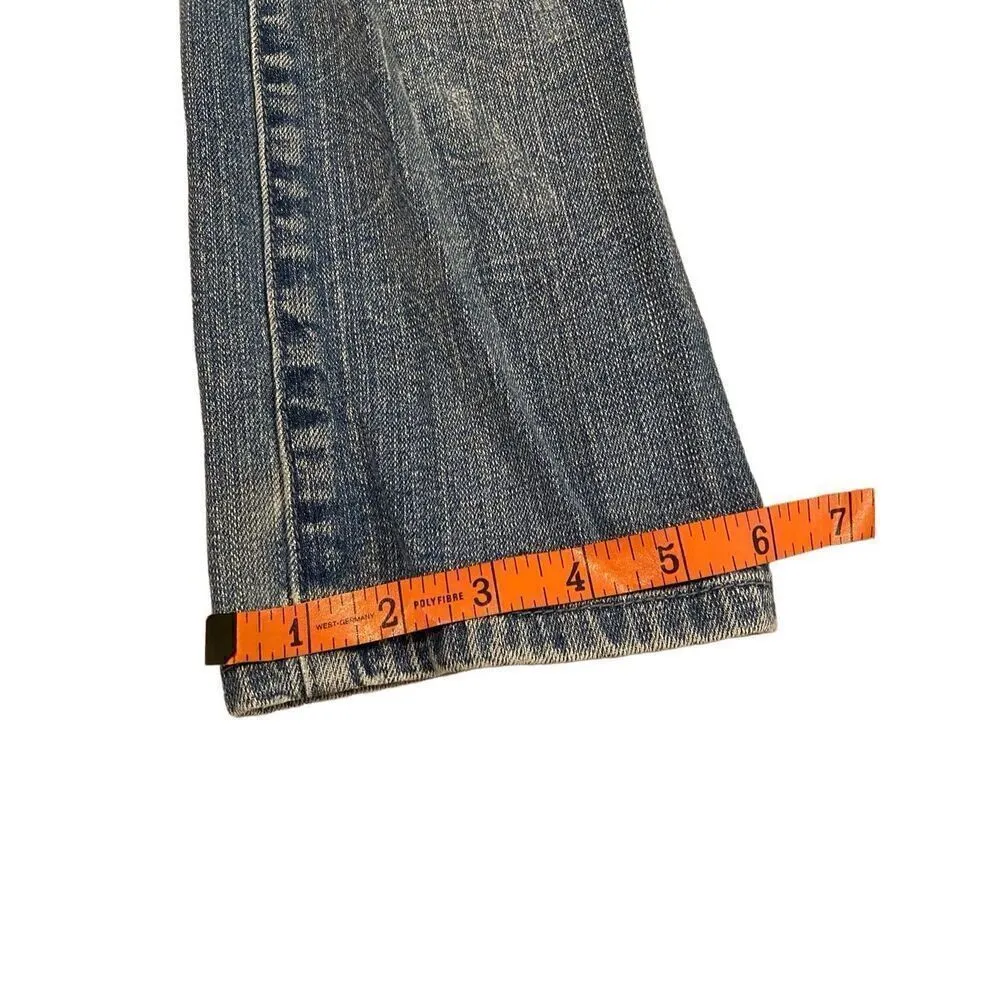 Delias Morgan Low Rise Distressed Jeans Straight Leg Medium Wash Denim Blue Size 4 - Image 11