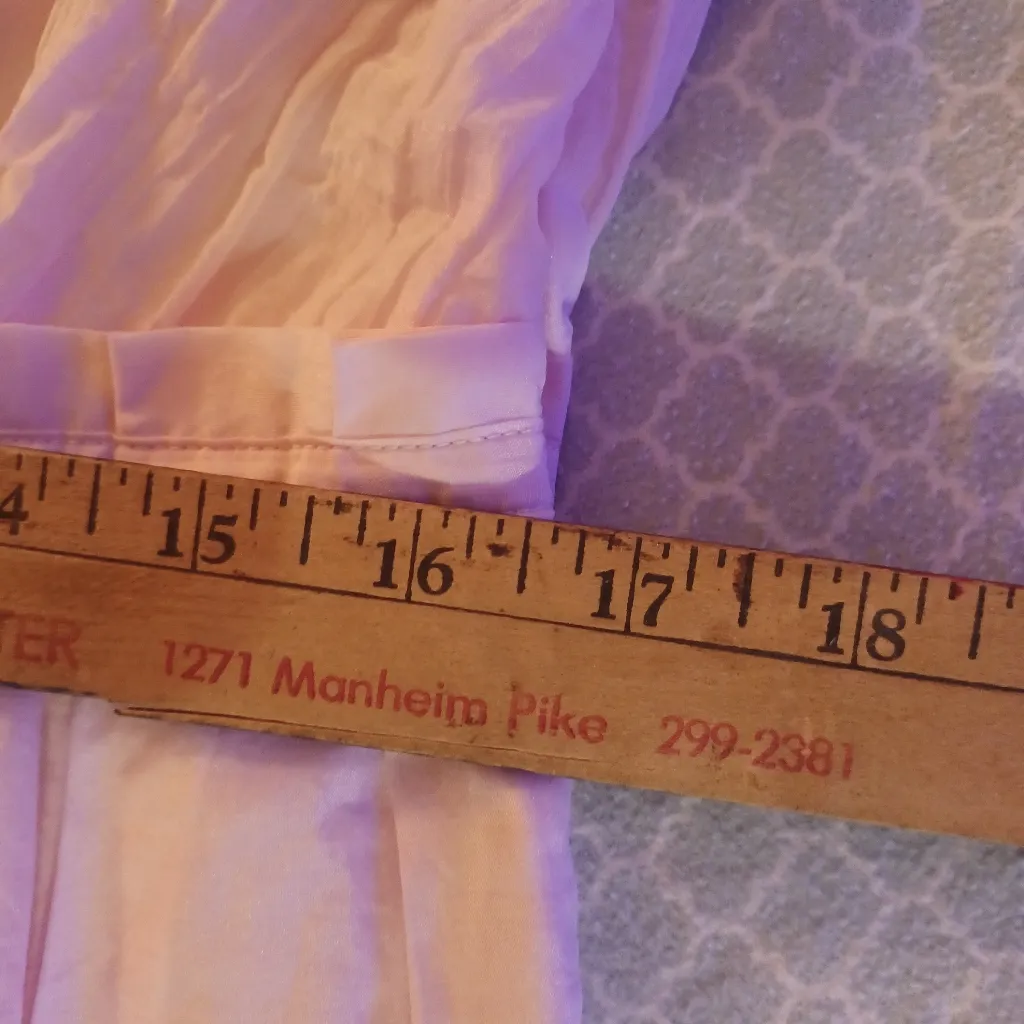 Gap silk blend midi dress sz 14 pale pink wrap top pleated bottom. 30% Silk - Image 6