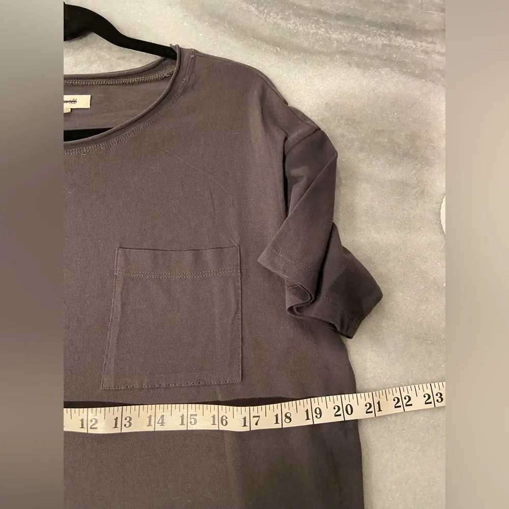 NWOT Madewell Size S Charcoal Gray Short Sleeve Crew Split Hem Pocket Tee Shirt - Image 7