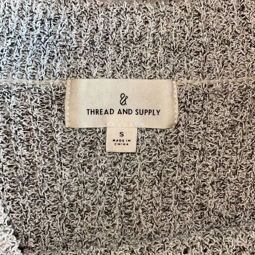 Thread & Supply Womens Pullover Knit Crewneck Sweater Small Gray Neutral Color Gray - Image 4