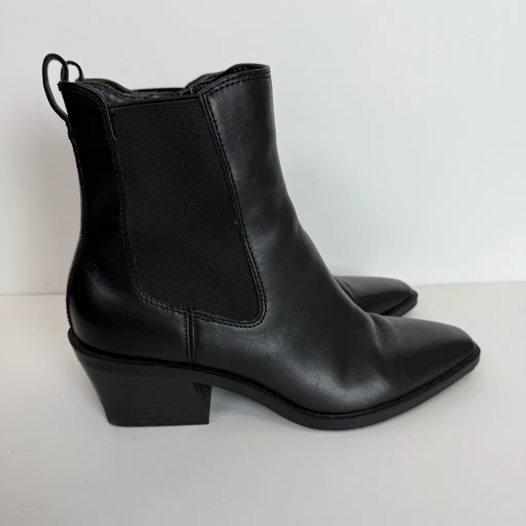 Open Edit Stylish Black Chelsea Ankle Boots Low Heel Women Size 9 - Image 7