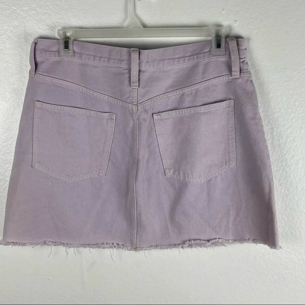 MADEWELL Rigid Denim A-Line Raw Hem 100% Cotton Marble Lilac Mini Skirt Size 32 - Image 2