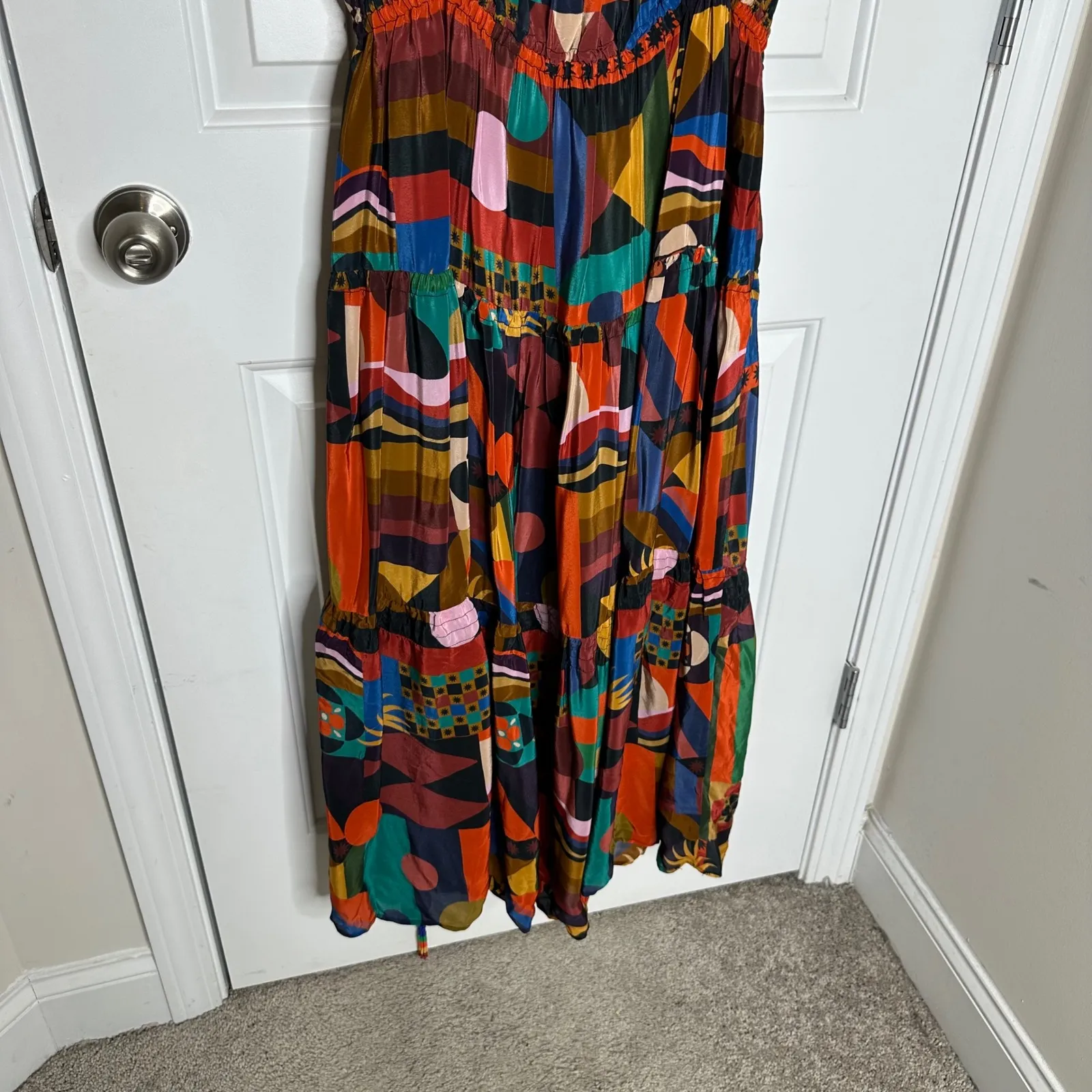 Farm rio tropical shapes sleeveless tiered midi dress large‎ vacation resortwear - Image 5