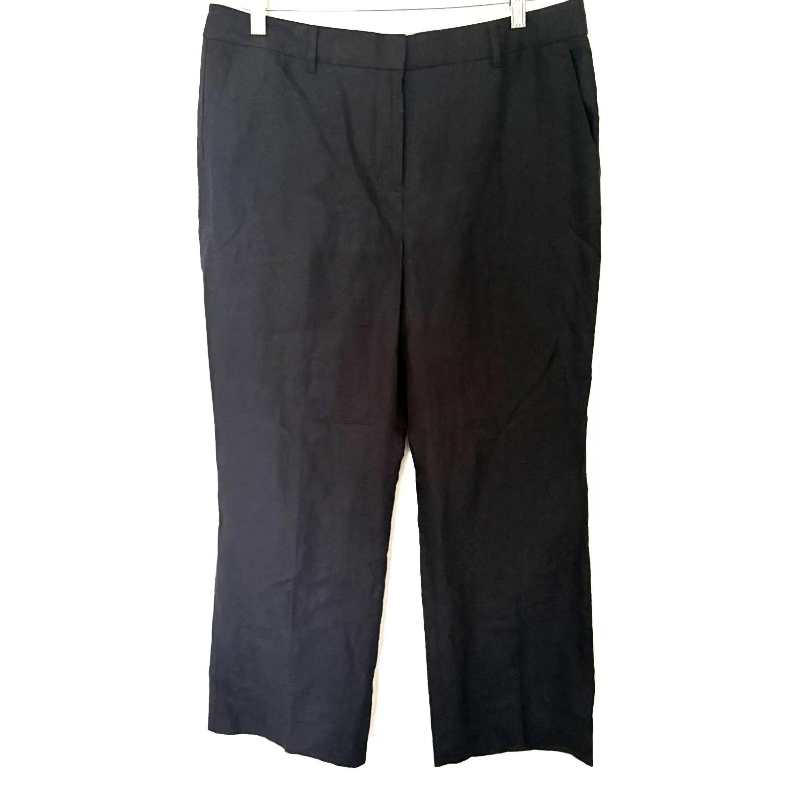 Talbots Windsor Curvy Black Linen Pants Wide Leg Breezy Polished Essential 12P - Image 2