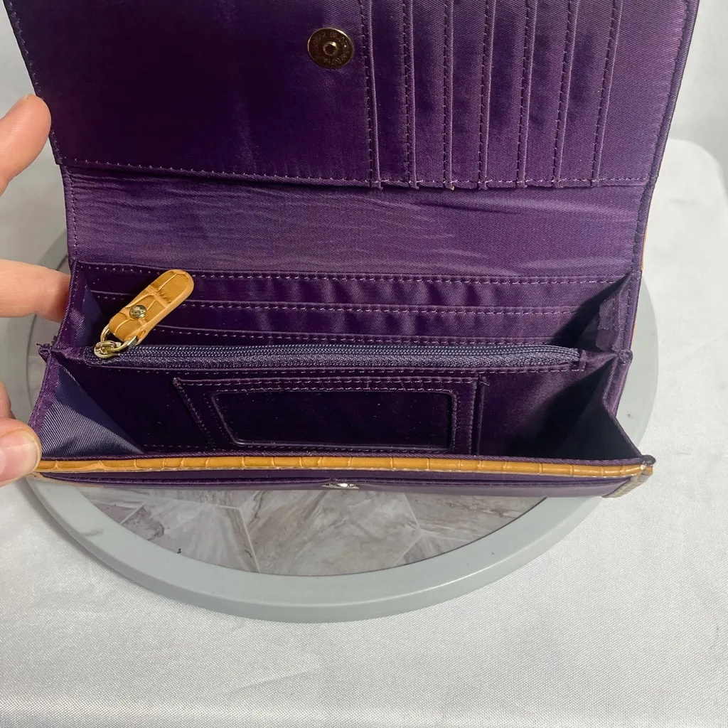 Samantha Brown Purple Travel Wallet Organizer Clutch Faux Leather Trim - Image 2