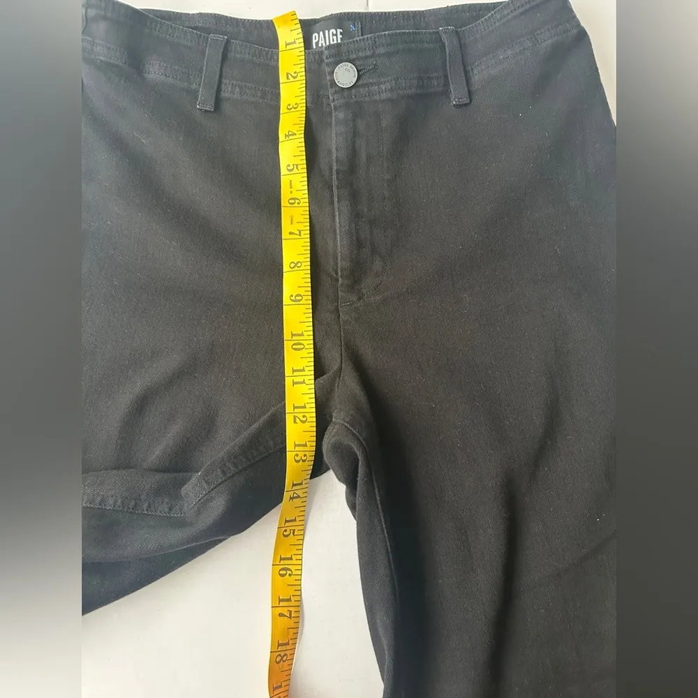 PAIGE Nellie Culotte High Rise Wide Leg Jeans Black Denim Cropped Size 30 - Image 6