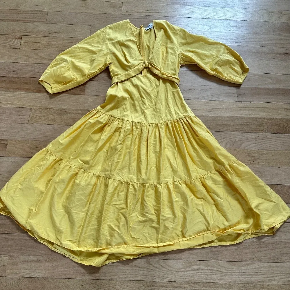 NWOT Derek Lam Yellow Twist Front Midi Dress RTR $365 Size US6/‎ IT42 Medium - Image 3