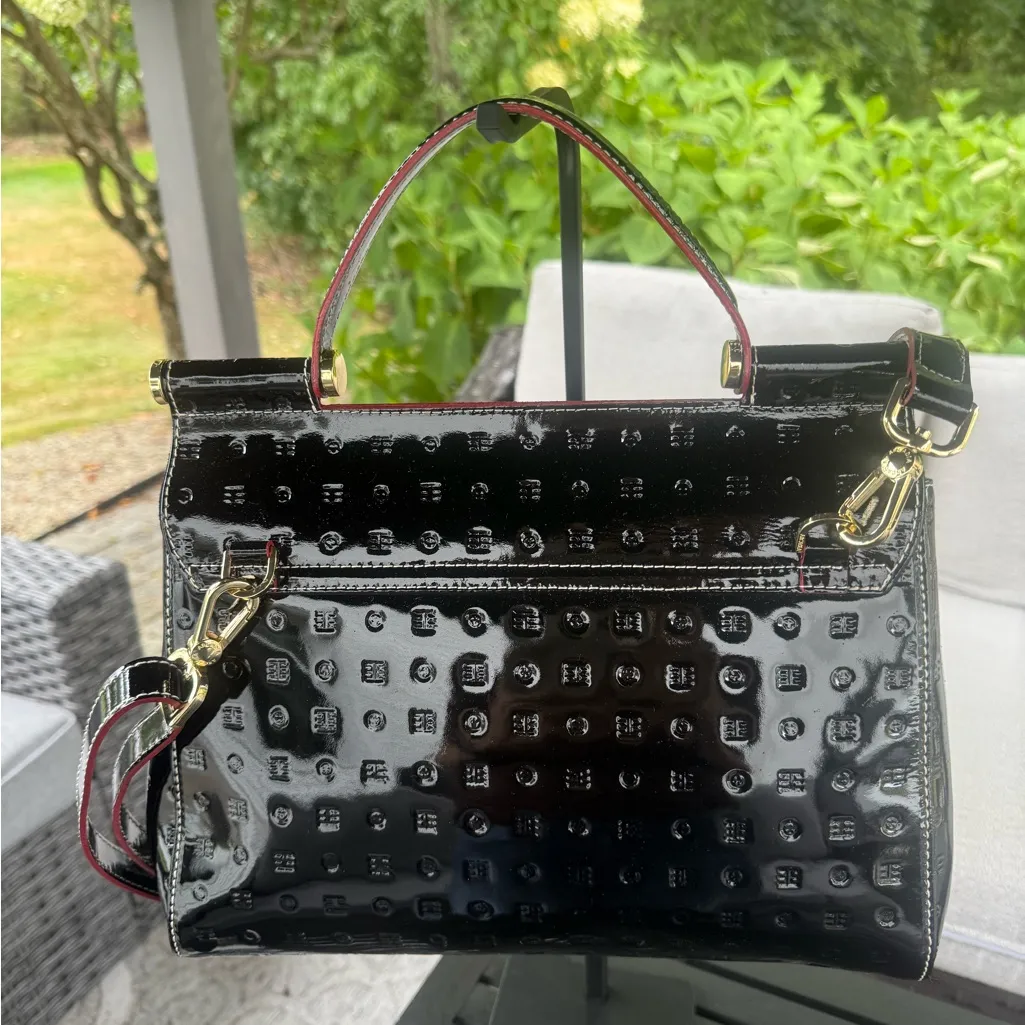 Arcadia top handle patent leather satchel Black - Image 6