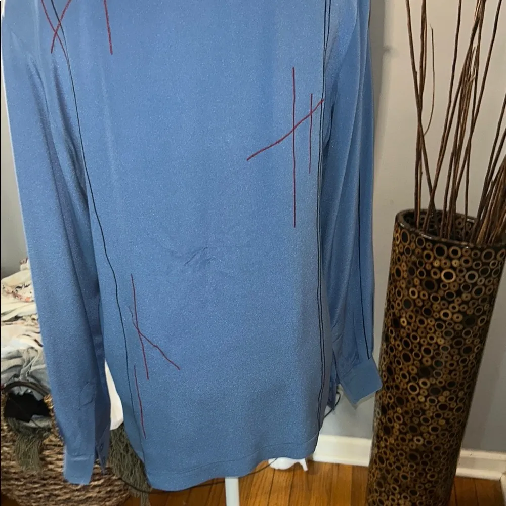 Worth Blue Blouse with Red Stitching Size 8 - Image 7