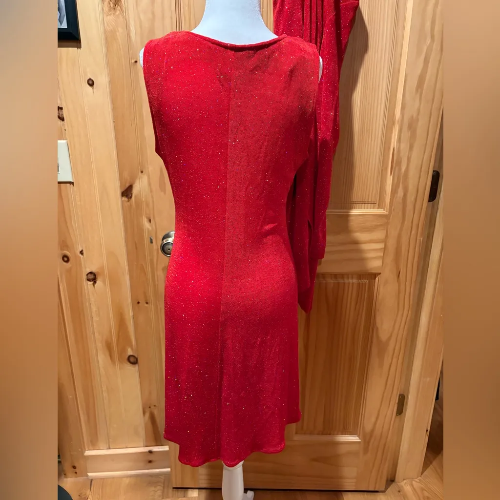 Rabbit Rabbit Rabbit Designs dress and cardigan set vintage Red sparkly Wmns 10 - Image 6
