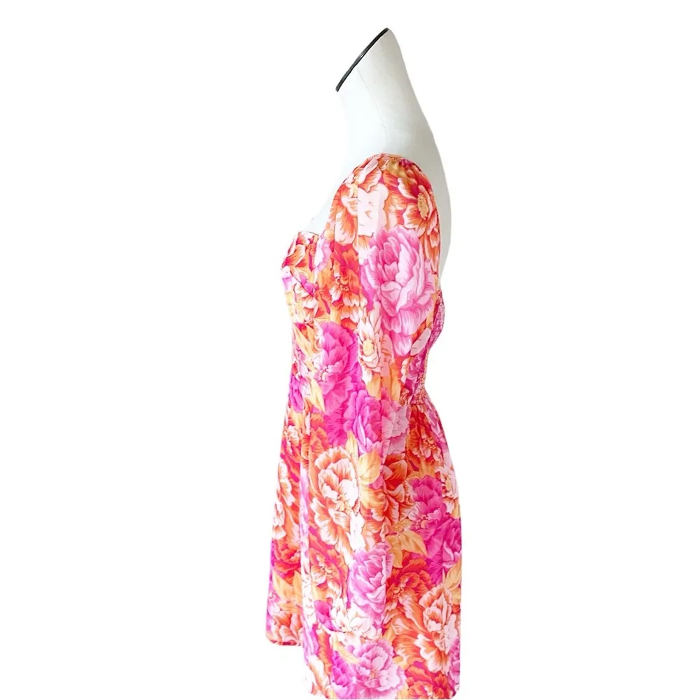 NWT Steve Madden Nicole Floral Print Sweetheart Neck Long Sleeve Mini Dress - Image 8