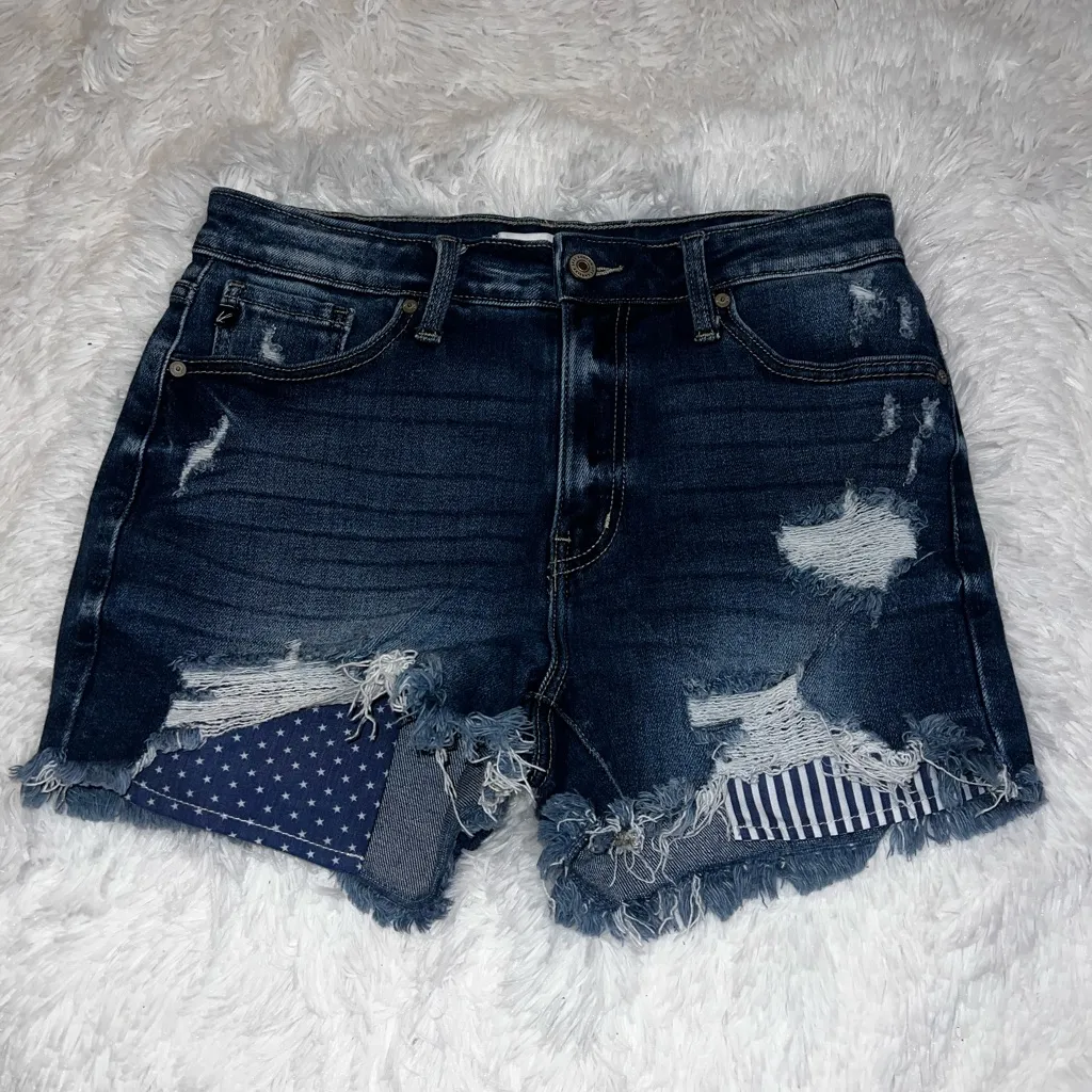 Kancan for Maurice’s American Flag Jean Shorts size 28 Fourth of July Patriotic Blue - Image 2