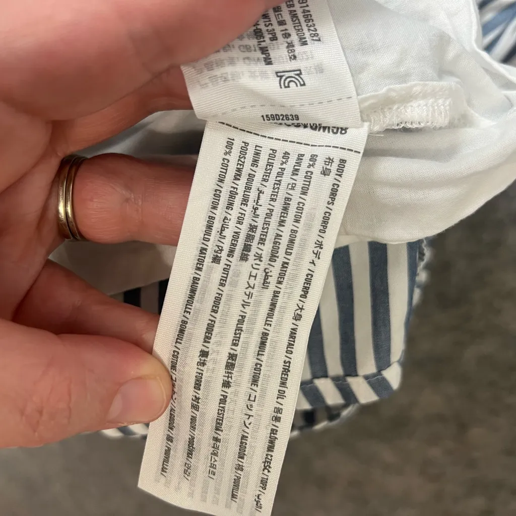 Abercrombie & Fitch Small Emerson Off-The-Shoulder Skort Blue White Stripe - Image 4