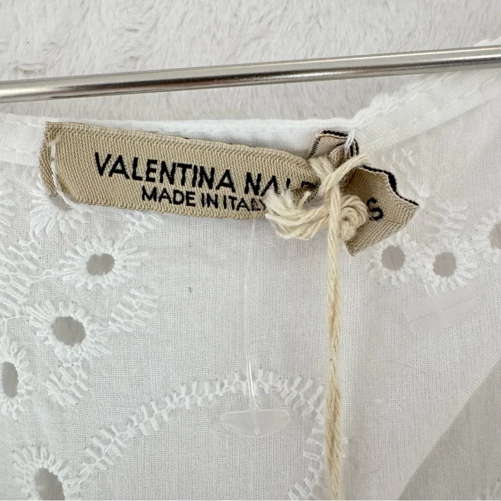 Valentina Naldi White Eyelet Flutter Sleeve Fairy Top 100% Cotton Made in Italy - Image 5
