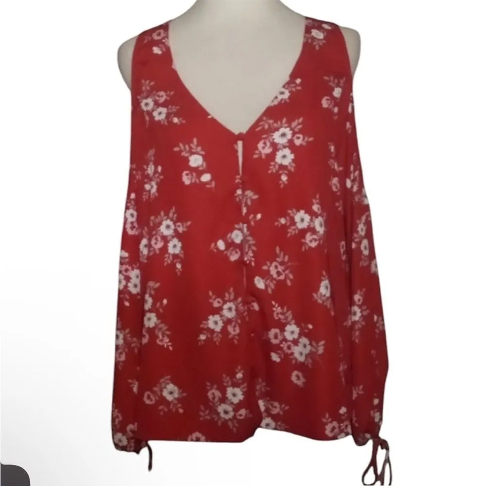 Revolve L'academie The V Neck Open Shoulder Drapey Floral Blouse Size XS - Image 7