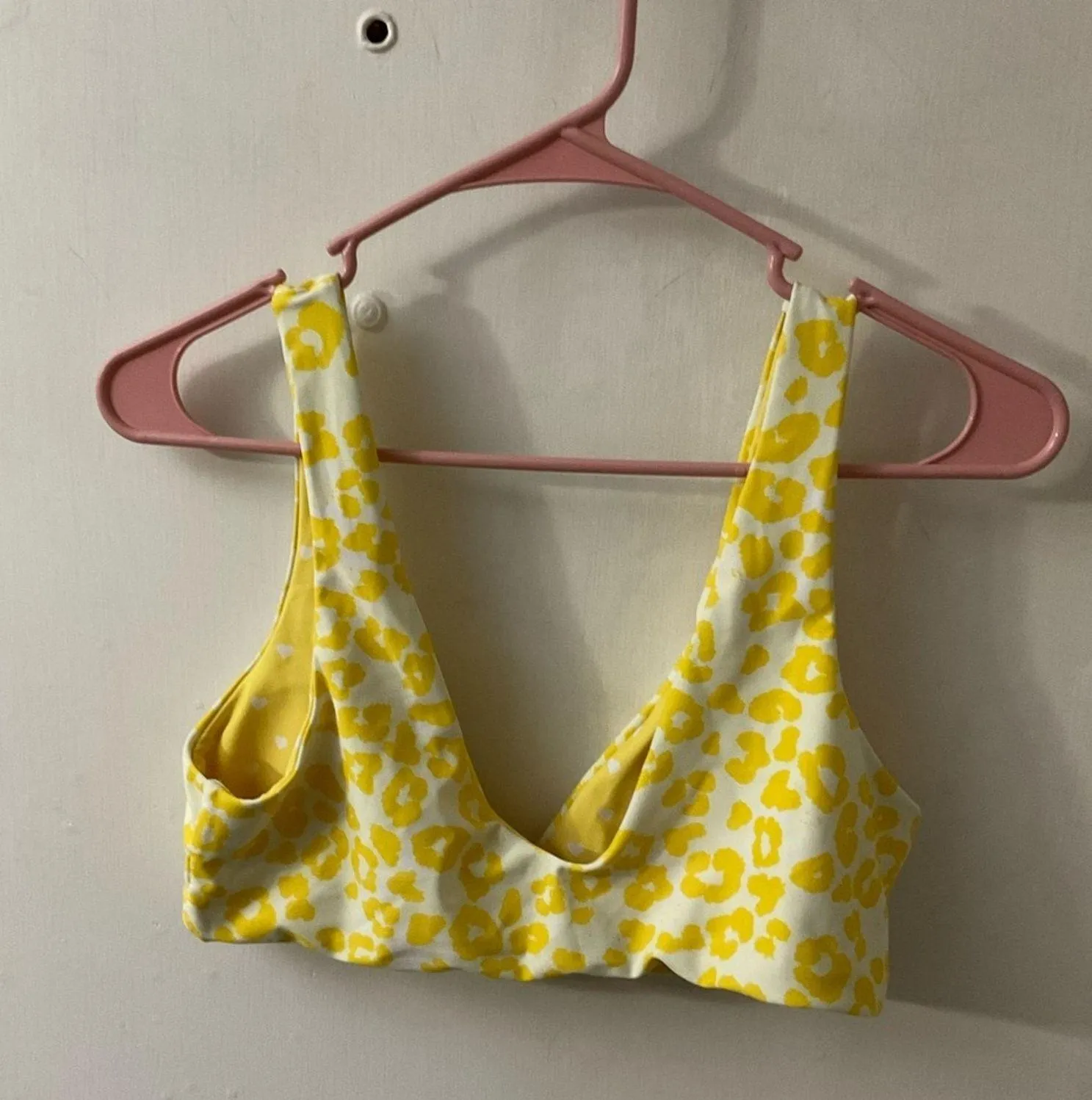 Zaful Leopard Heart Print  Reversible High Cut Bikini  L Yellow Swim Casual - Image 2
