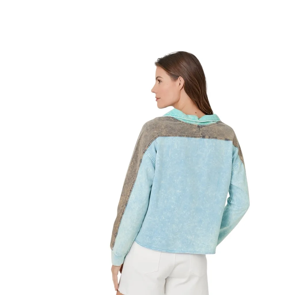 Mystree Color Block Terry Pullover. Size Large - Image 7