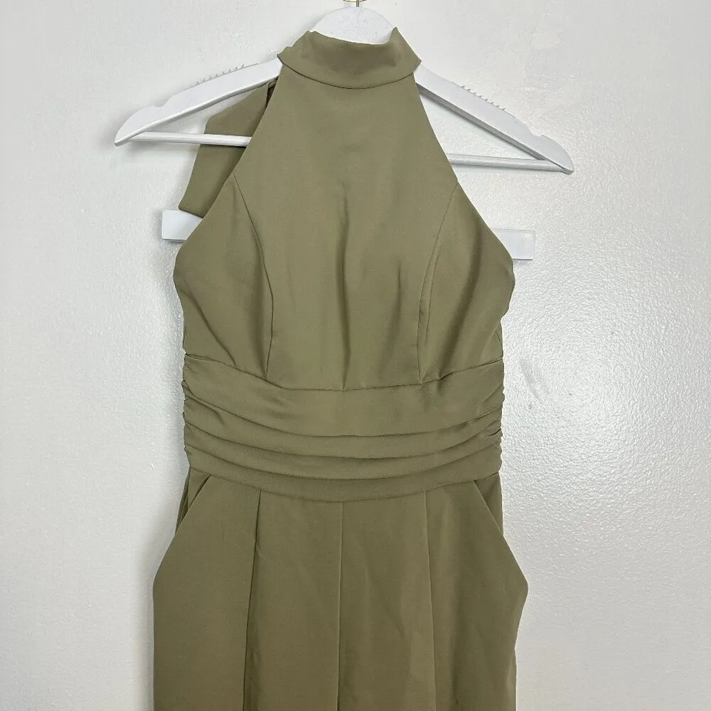 LAVISH ALICE Halter Flare Leg Jumpsuit in Sage Green Size US 2 - Image 5