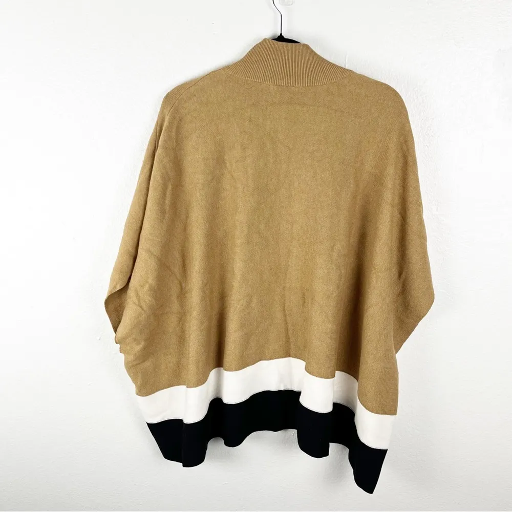 LIZ CLAIBORNE Signature Caramel Front Zipper Oversized Poncho, Size XS/S - Image 2