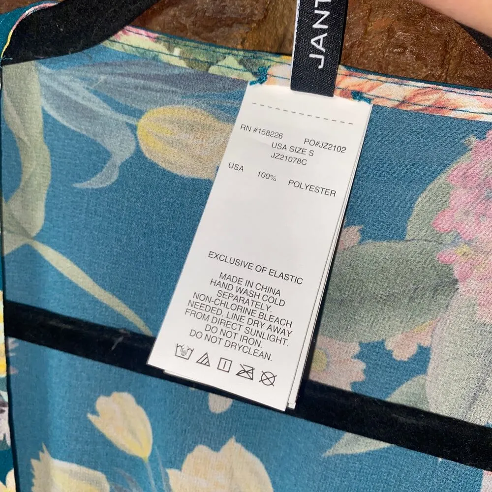 NWOT Jantzen Teal Blue Isn't It Romantic Floral Kimono Swim Cover-Up Women Small - Image 6