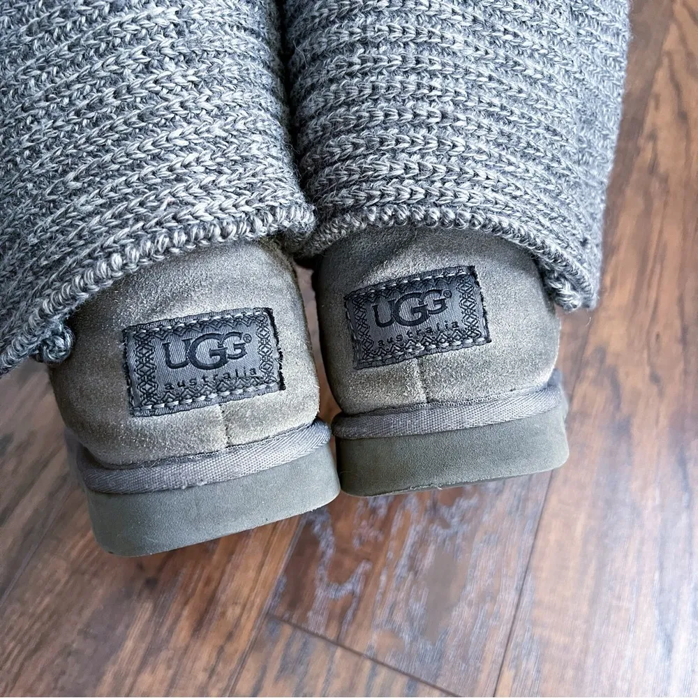 UGG • Cardy II Boot grey ribbed knit sweater triple button fold over slouch - Image 10