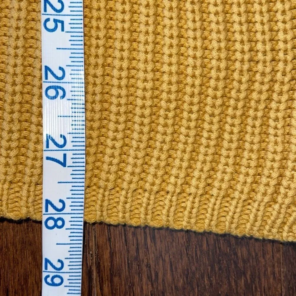 Jenni Kayne Cotton Cabin Knit Pullover Sweater Oversized Mustard Yellow Size Med - Image 10