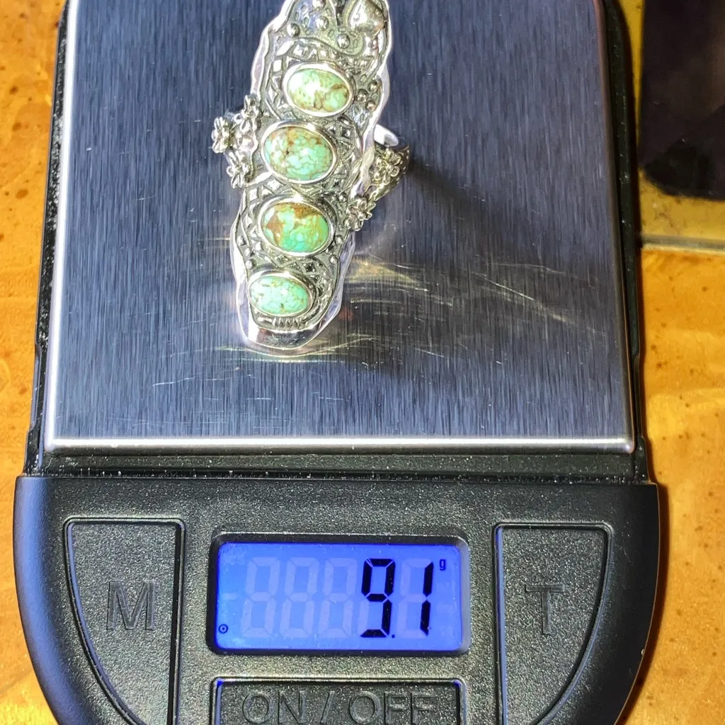 Natural Blue Moon Turquoise Sterling Silver Snake Ring Size 6 - Image 9