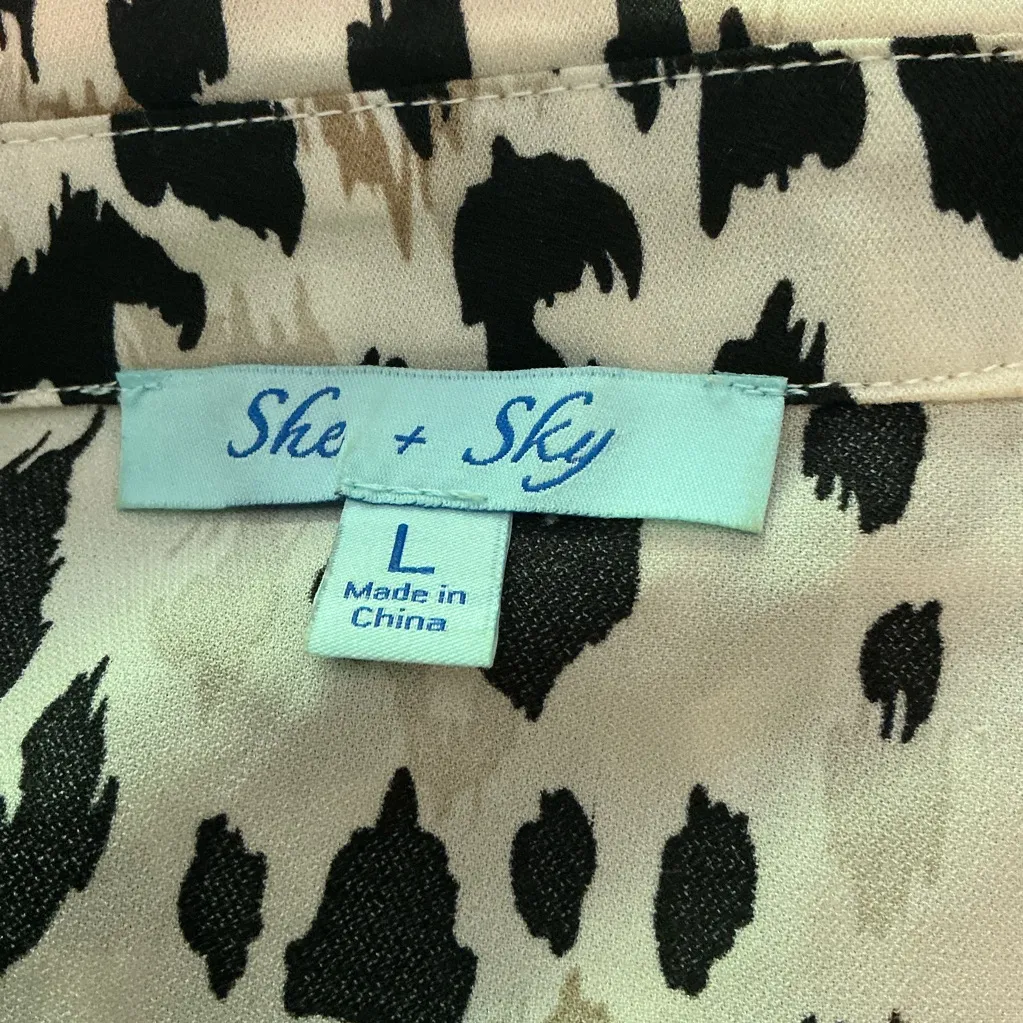 She+Sky Leopard Print Wrap Blouse Size Large - Image 11