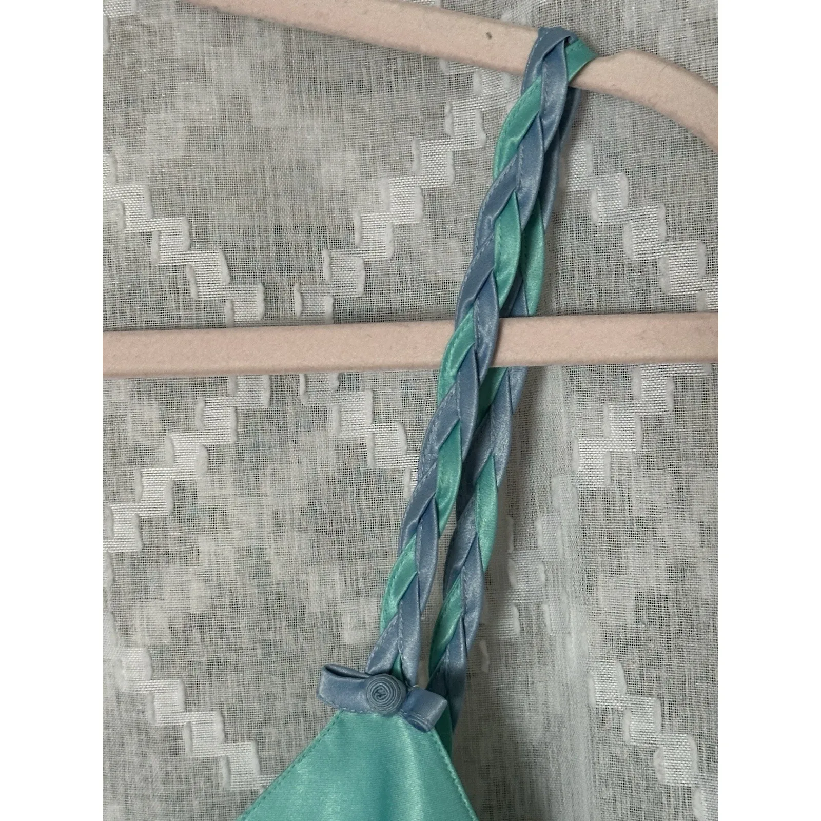 Morgan Taylor Satin Chemise Slip Blue Y2K Coquette Lingerie Nightgown M - Image 2