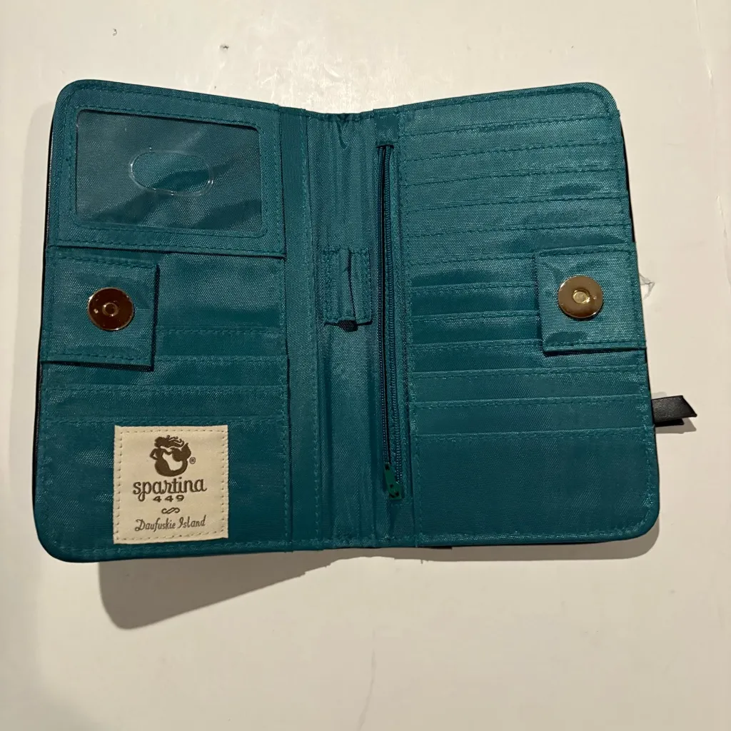Spartina 449 New York City Map Wallet - Black and Teal snap button - Image 5