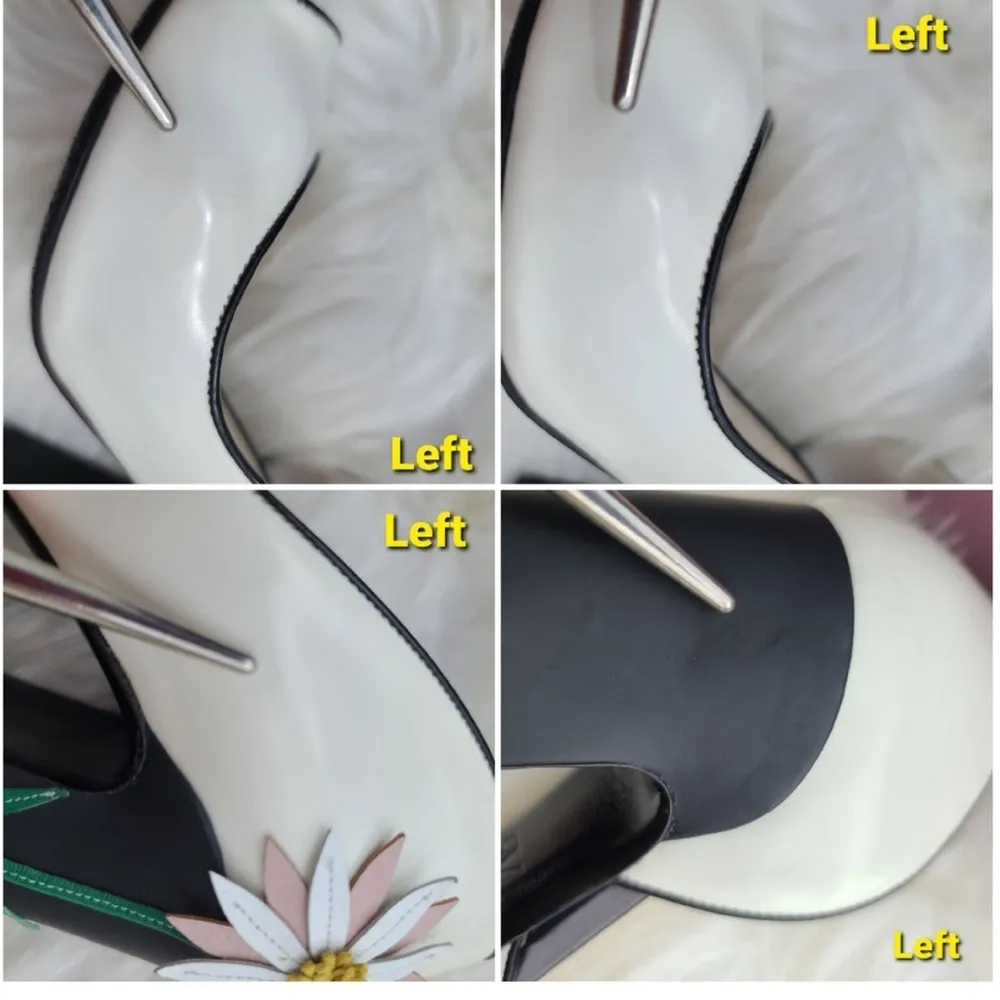 Daisy white open toe sandals chunky heel pumps sz 38= US 7.5/8 - Image 9