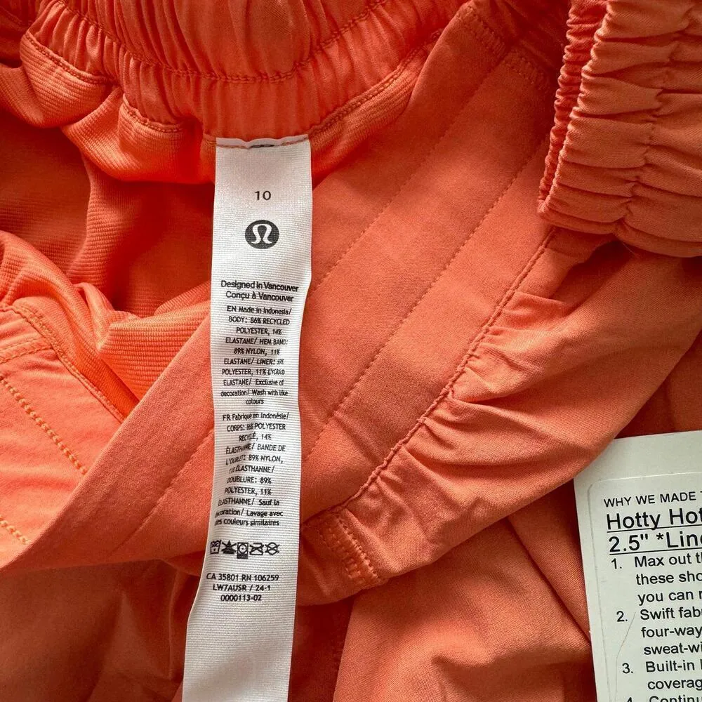 Lululemon Hotty Hot Shorts Low Rise 2.5” Lined Coral Kiss Size 10 NWT - Image 4