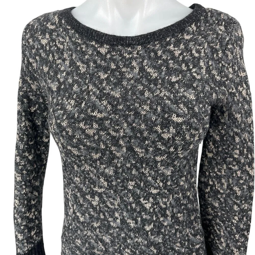 Rag & Bone Black Beige Merino Wool Knit Long Sleeve Mini Sweater Dress Size XS - Image 3