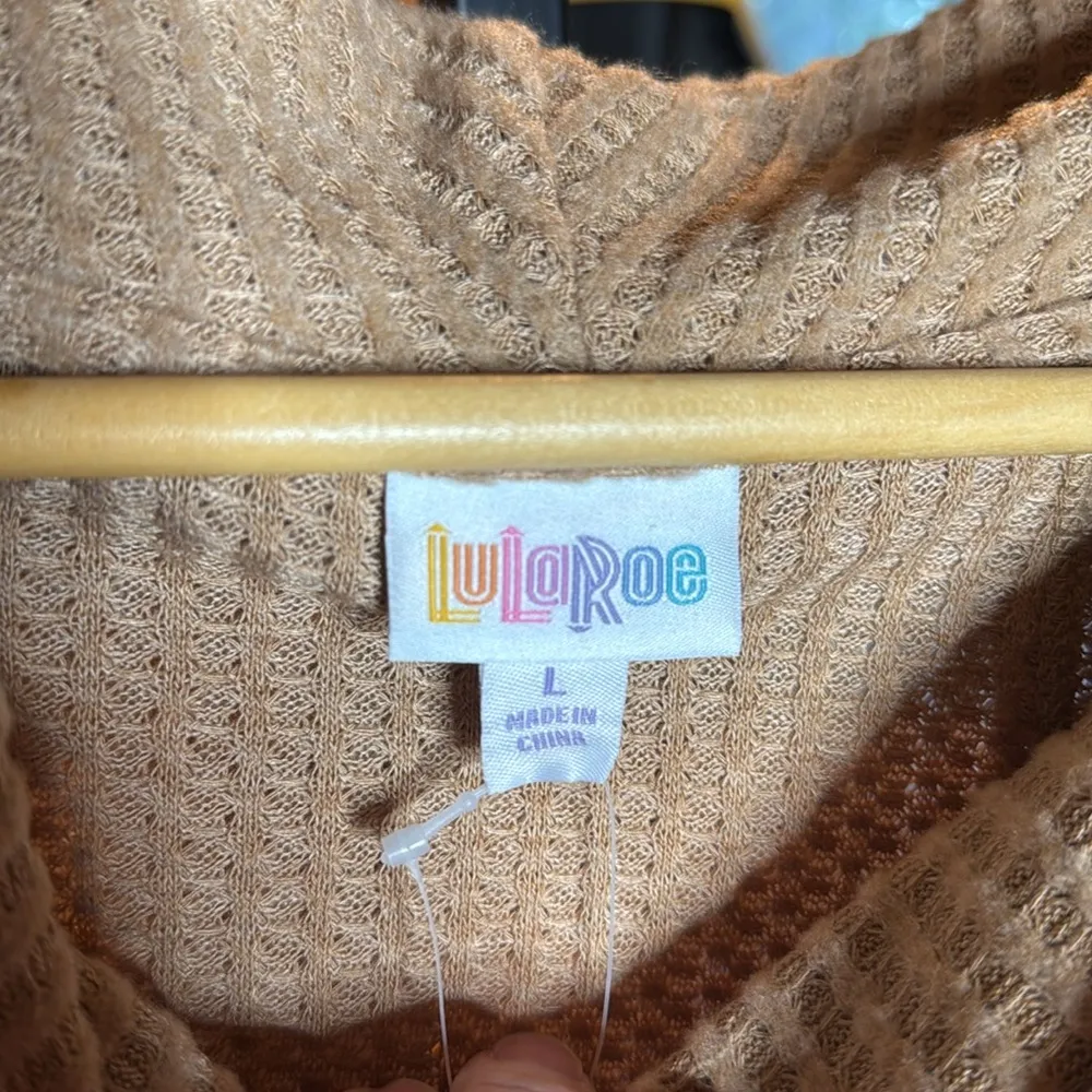 NWT LuLaRoe KRISTEN COWL NECK PULLOVER Tan Relaxed Fit Size Large - Image 5