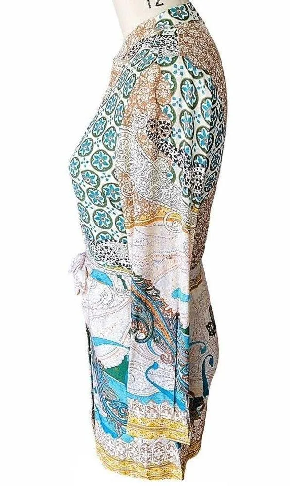 NWT ~ GRIFFLIN Paris Boho Blouse Shirt Bohemian Print Dress ~ Women's Size SMALL - Image 3