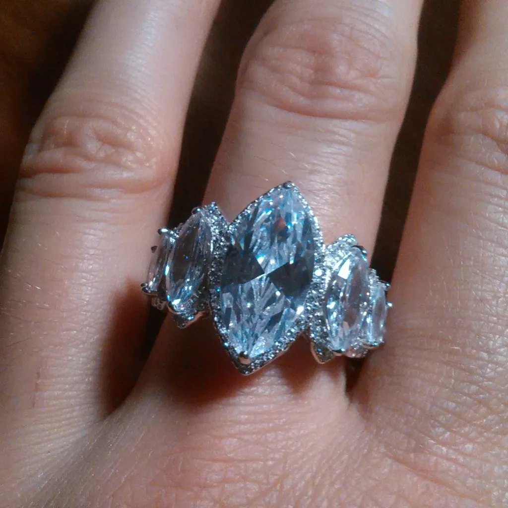 White Cubic Zirconia Sterling Silver Ring (Size 8) - Image 10