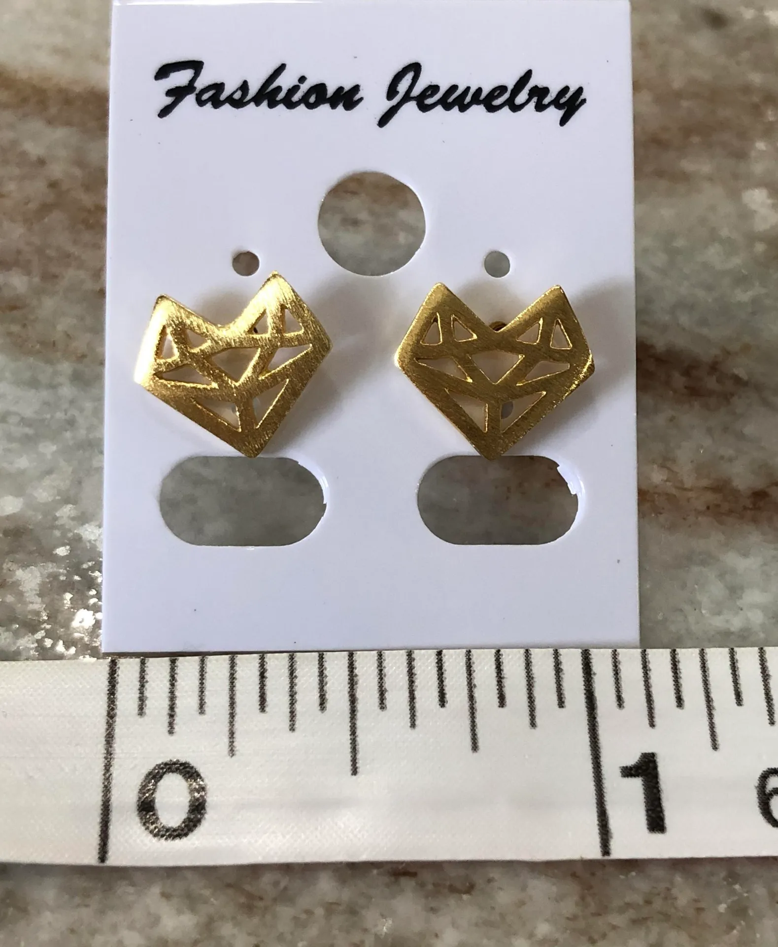 Geometric Diamond Shaped Studs - GOLD - Image 5