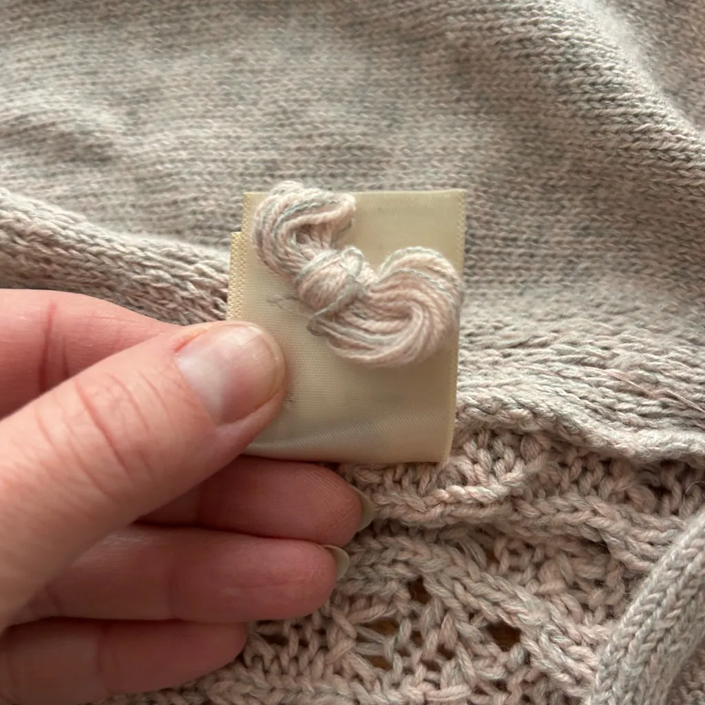 Anthropologie Knitted & Knotted Crochet Fringe Cardigan Sweater Size Small Tan - Image 9