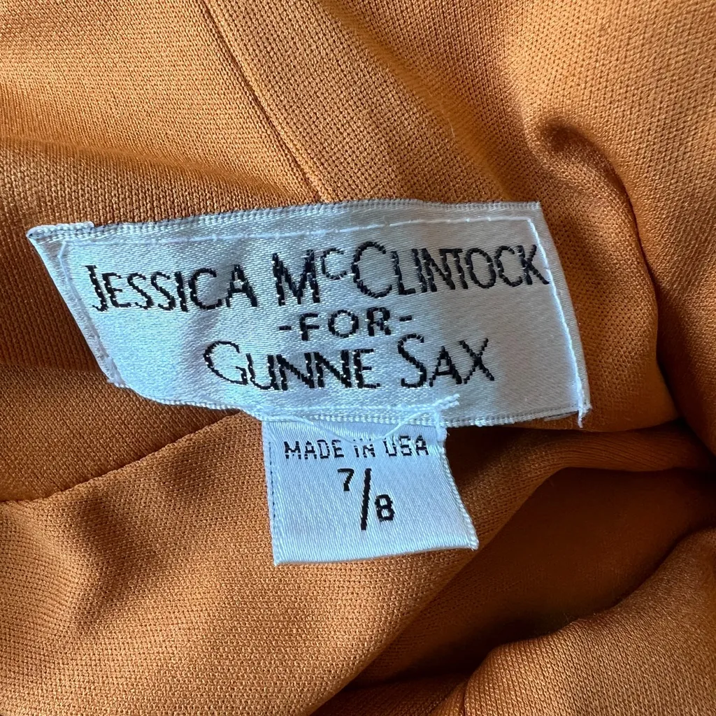Vintage Jessica McClintock Gunne Sax Orange Sleeveless Evening Maxi‎ Dress 7/8 - Image 7