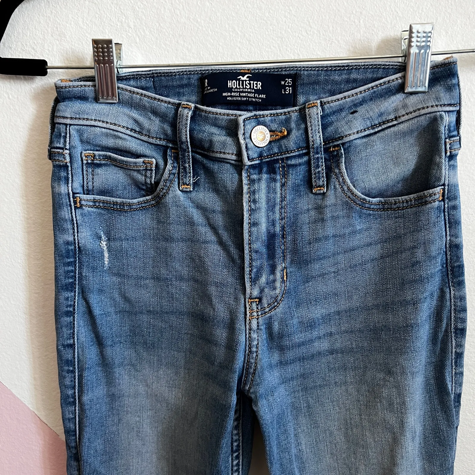 Hollister High Rise Vintage Flare Jeans Distressed 1R‎ 25x31 - Image 2