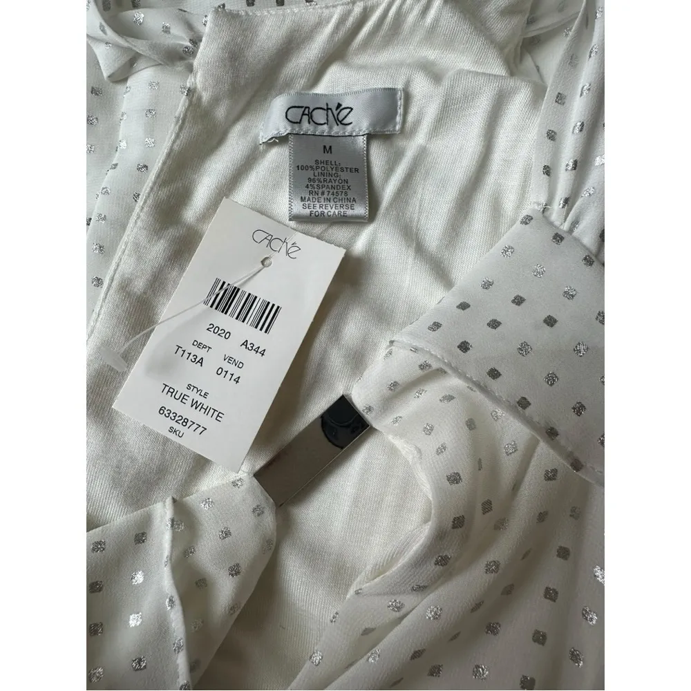 Cache  White Ruffle Flutter Halter Keyhole Top Blouse Sleeveless Size Medium NWT - Image 10