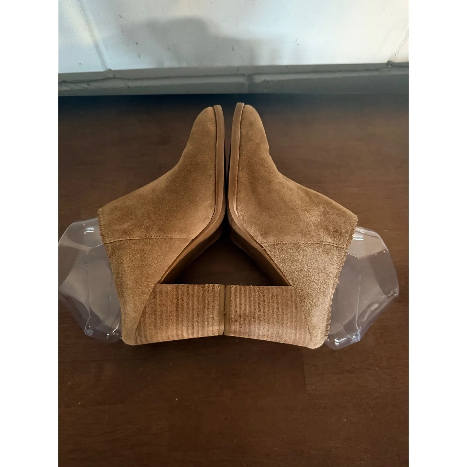 VIA SPIGA Suede Mule Block Heel Booties Tan Brown Women's Shoes Size 8 - Image 6