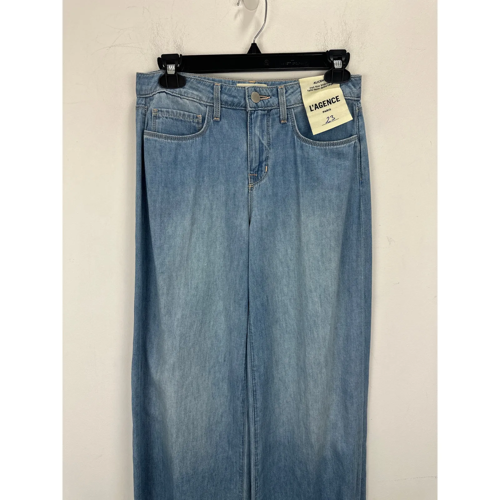 L'AGENCE Alicent High Waist Wide Leg Jeans in Havana Blue Relaxed US 23 NWT - Image 9