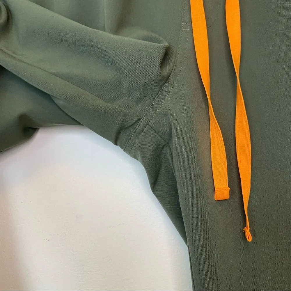 FIGS Yola Skinny Fit Straight Leg 11-Pocket Scrub Pants Moss  Green/Orange Large - Image 9